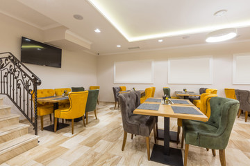 Interior of a hotel cafe restaurant