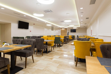 Interior of a hotel cafe restaurant