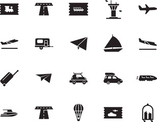 holiday vector icon set such as: building, silver, tickets, view, case, smart, hot, railroad, motion, airliner, fast, fun, nautical, rv, rail, pictogram, off, public, truck, metro, tower, sea