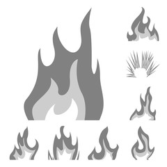 Isolated object of flaming and danger sign. Collection of flaming and dangerous stock symbol for web.