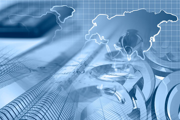 Mail signs, graph and buildings