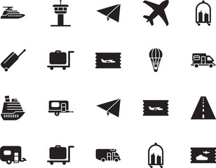 holiday vector icon set such as: shipping, road, vessel, grey, yacht, case, lifestyle, industry, stripe, life, high, cruiser, wheel, tower, controller, map, control, marine, roadside, pictogram