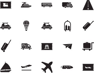 holiday vector icon set such as: departures, race, wagon, metro, path, side, bullet, wing, highway, street, tickets, fun, mail, roadside, drive, wave, take, stripe, hot, road, asphalt, ship, vessel