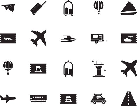 holiday vector icon set such as: industry, box, nautical, controller, automobile, rail, art, station, circle, avenue, van, mobile, express, passenger, trailer, rv, architecture, path, navigation