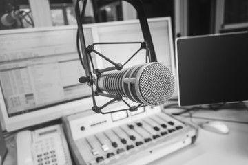 Professional microphone in Radio studio