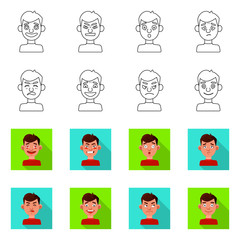 Vector design of face and boy logo. Set of face and human vector icon for stock.