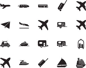 holiday vector icon set such as: sketch, stop, speed, landing, railroad, family, activity, start, life, bullet, regatta, view, yachting, aeroplane, action, wind, railway, traffic, vessel, art, side