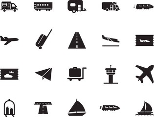 holiday vector icon set such as: building, art, icons, mail, bag, landing, start, track, wheel, steel, toy, action, carriage, controller, origami, mobile, arrival, case, lifestyle, set, voyage