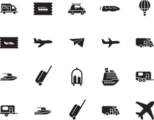 Obraz premium holiday vector icon set such as: front, metro, shipping, speed, subway, bullet, coupon, water, wave, ship, trolley, public, modern, sea, logo, cart, hotel, railroad, art, box, airship, motion