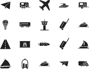 holiday vector icon set such as: ticket, circle, terminal, roadside, tower, grey, arrival, fun, auto, metro, balloon, street, carriage, leisure, motion, control, steel, race, hotel, up, departure