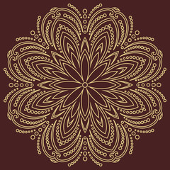 Elegant vintage vector round golden ornament in classic style. Abstract traditional golden pattern with oriental elements. Classic vintage pattern