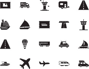 holiday vector icon set such as: subway, up, action, shipping, cruiser, company, liner, camping, traveler, vessel, front, camper, price, motorhome, steel, public, fast, station, metal, hot, metro
