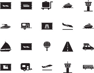 holiday vector icon set such as: take, bus, sketch, abstract, arrive, drive, camp, coach, box, landing, briefcase, high, rv, avenue, roadside, balloon, stripe, life, roof, automobile, aeroplane