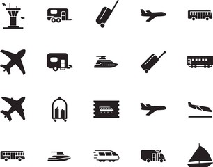 holiday vector icon set such as: metro, motion, destination, tower, yachting, high, bullet, logo, carriage, motorhome, price, controller, icons, ship, steel, station, company, departure, life, action