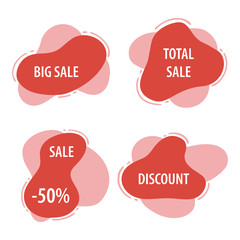 Abstract shapes badges set. Fluid banner, template for poster, price, tag and discount. Vector image.
