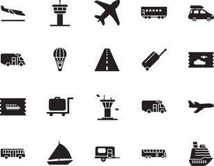 holiday vector icon set such as: marine, steel, camp, roadside, avenue, landing, up, abstract, map, destination, minimal, shipping, summer, rv, liner, street, high, access, arrive, case, hotel
