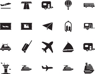 holiday vector icon set such as: wind, industry, race, navigation, fun, access, briefcase, outdoor, grey, hot, side, stripe, off, wing, camper, cart, drive, airliner, roadside, avenue, high, box