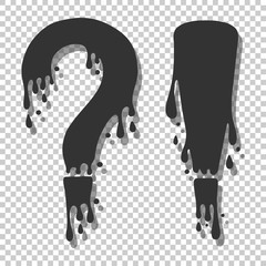 Question mark and exclamation punctuation point set. Liquid dripping, cartoon style.