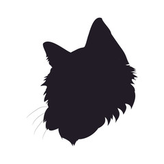 vector illustration of cat portrait, drawing silhouette, vector,