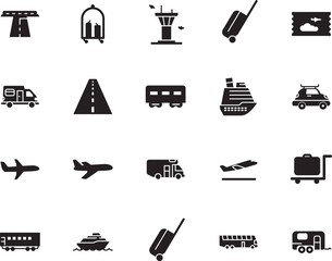 Obraz premium holiday vector icon set such as: view, modern, off, take, terminal, outdoor, set, mobile, airways, ticket, coach, rv, airliner, building, grey, paper, family, up, control, side, stop, silver