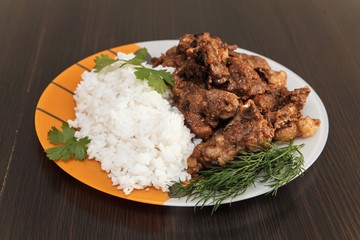roasted meat rice aromatic herbs