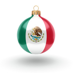 3D rendering Christmas ball with the flag of Mexico