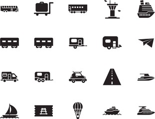 holiday vector icon set such as: jet, trolley, summer, controller, yachting, modern, road, toy, avenue, template, pass, architecture, nautical, motorhome, basket, path, fun, race, start, stripe, logo