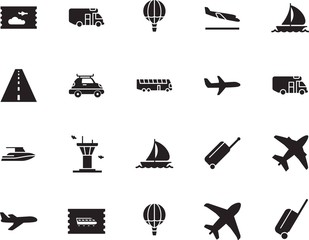 holiday vector icon set such as: stop, public, coach, icons, template, access, arrive, speed, tickets, roadside, way, drive, price, abstract, aeroplane, arrivals, avenue, sketch, side, vessel, train