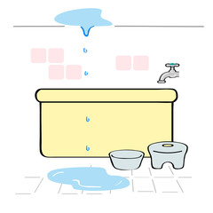 お風呂場の天井から水漏れしている様子