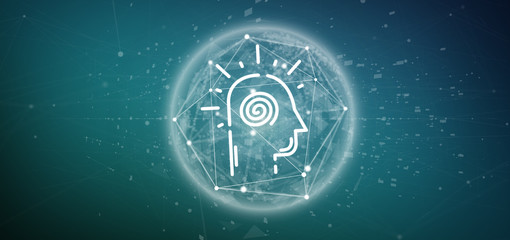 Conscious head icon on a color background