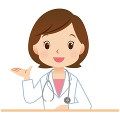 案内する女性医師