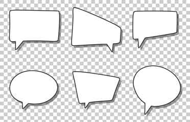 Set of different speech bubbles, blank and empty template of chat signs. Cartoon style vector image.