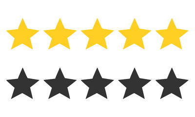 Five star rating set. Review rating, feedback and opinioin rank. 5 in a row. Vector image.