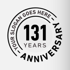 131 years anniversary logo template. One hundred and thirty-one years celebrating logotype. Vector and illustration.