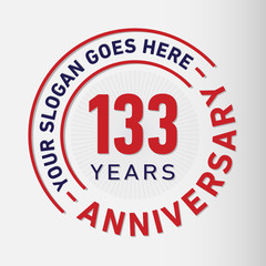 133 years anniversary logo template. One hundred and thirty-three years celebrating logotype. Vector and illustration.