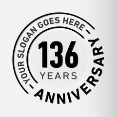 136 years anniversary logo template. One hundred and thirty-six years celebrating logotype. Vector and illustration.