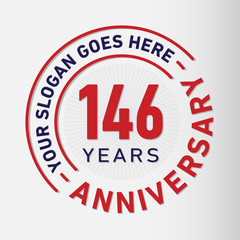 146 years anniversary logo template. One hundred and forty-six years celebrating logotype. Vector and illustration.