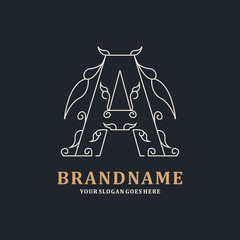 Letter A Luxury Logo Template Elegant Ornament for Restaurant, Royalty, Boutique, Cafe, Hotel, Heraldic, Jewelry, Fashion and other