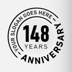 148 years anniversary logo template. One hundred and forty-eight years celebrating logotype. Vector and illustration.
