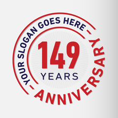 149 years anniversary logo template. One hundred and forty-nine years celebrating logotype. Vector and illustration.
