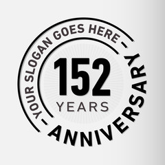 152 years anniversary logo template. One hundred and fifty-two years celebrating logotype. Vector and illustration.