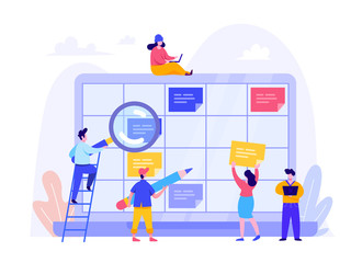 Schedule Planning Concept. Flat vector illustration on White Background. Template for landing page, ui, web, homepage, banner, infographics, hero images