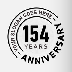 154 years anniversary logo template. One hundred and fifty-four years celebrating logotype. Vector and illustration.