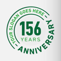 156 years anniversary logo template. One hundred and fifty-six years celebrating logotype. Vector and illustration.