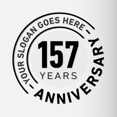 157 years anniversary logo template. One hundred and fifty-seven years celebrating logotype. Vector and illustration.