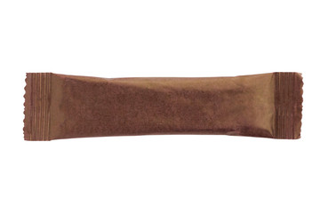 blank brown stick sachet package isolated on white background