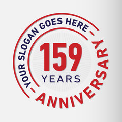 159 years anniversary logo template. One hundred and fifty-nine years celebrating logotype. Vector and illustration.