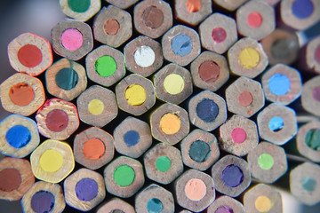 selective focus on the back side of pencils