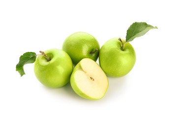 Fresh ripe apples on white background