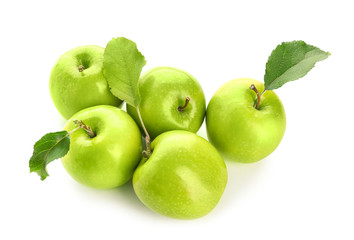 Fresh ripe apples on white background